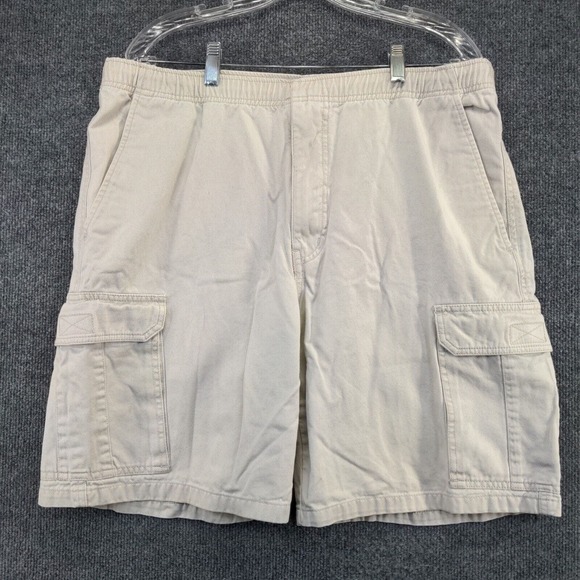 UnionBay Men's Cargo Shorts Cream Size L 100% Cotton Pockets Drawstrings - Picture 6 of 13